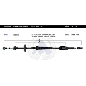 CDT50 CABLE DE TRANSMISION GM SILVERADO AUT MOTOR 5.7L 99 #673A