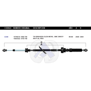 CDT76 CABLE DE TRANSMISION GM ENVOY 99 4WD T/A P/PISO #626B