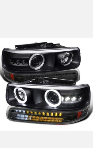 FAR1265 FARO CHEV SILVERADO 99-02 F/NEGRO LED OJO ANGEL JGO