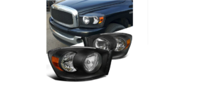FAR1398 FARO DODGE RAM 06-08 F/NEGRO C/CUARTO AMBAR (JGO FAROS LH/RH)
