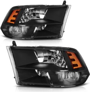 FAR1400 FARO DODGE RAM 09-14 F/NEGRO 2 AS C/CUARTO AMBAR (JGO FAROS LH/RH)