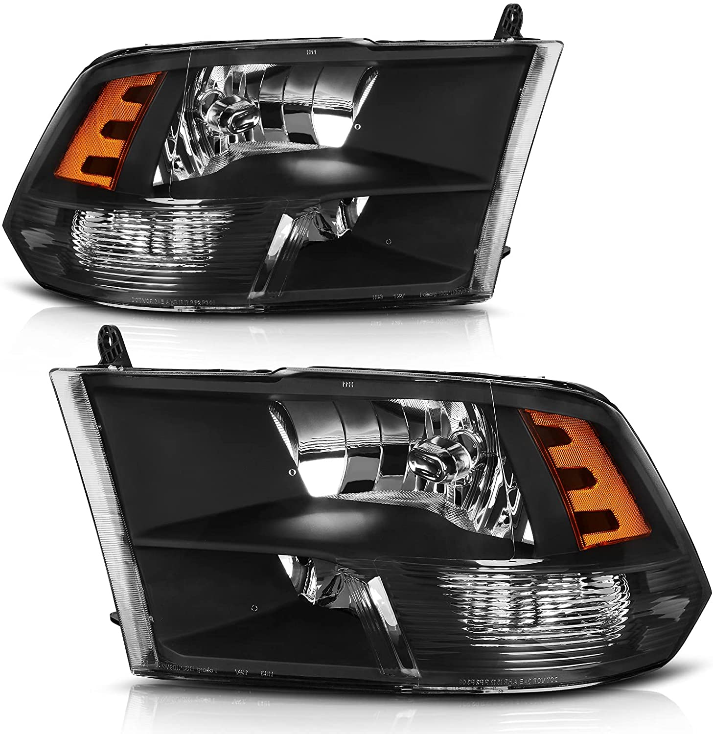 FAR1400 FARO DODGE RAM 09-14 F/NEGRO 2 AS C/CUARTO AMBAR (JGO FAROS LH/RH)