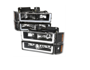 FAR1421 FARO CHEV PU SILVERADO 94-95 F/NEGRO CON TIRA LED (JGO FAROS, CUARTO FRONTAL, CUARTO PUNTA INF Y SUP LH/RH)