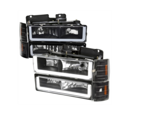 FAR1422 FARO CHEV PU SILVERADO/ GMC SIERRA 96-98 F/NEGRO CON TIRA LED (JGO FAROS, CUARTO FRONTAL, CUARTO PUNTA INF Y SUP LH/RH)