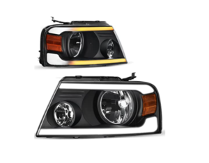 FAR1428 FARO FORD LOBO 04-08 F/NEGRO CON TIRA LED (JGO FAROS LH/RH)