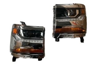 FAR1566 FARO CHEV CHEYENNE/ SILVERADO 16-18 F/CROMADO P/FOCO XENON  C/LUPA C/TIRA LED (JGO FAROS LH/RH)