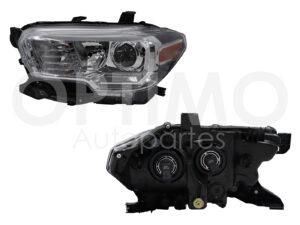 FFNT1602 FARO TOYOTA TACOMA 19-22 IZQ F/CROMADO C/LUPA C/FILO CROMO Y NEGRO C/MICA AMBAR