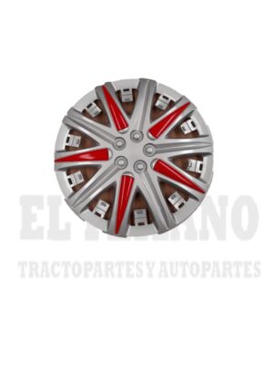 TAR40 TAPA RIN UNIVERSAL RIN 15" (POLVERA) JGO 4 PZS S/R ARTICULADO GRIS/ROJO