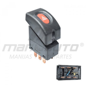 96362 BOTON DE INTERMITENTES CV CHEVY JOY / POP / SWING / PICK UP 94-12  7 PIN 1 TECLA NEGRO 12VCC MANIJAUTO