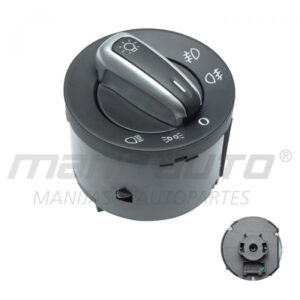 70589 INTERRUPTOR LUZ DE FARO VW JETTA BICENTENARIO 11-18/TIGUAN 09-17/PASSAT 06-11/CC 09-14/CADDY 04-17/GOLF 07-19/EOS 07-11/BEETLE 12-19/BORA 05-10  SIN LUCES AUTOMATICAS 10 PINS 2 PASOS NEGRO FILO PLATA BASE CORTA PARA FARO NIEBLA 12VCC ECONOMICO