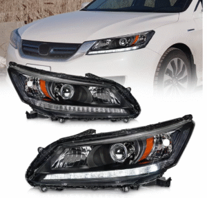 FAR1649 FARO HONDA ACCORD 13-15 C/LUPA C/LEDS DRL F/NEGRO (JGO FAROS LH/RH)