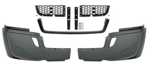 MZ-8680CB-01 DEFENSA ALERON FR FREIGHTLINER 18-25 LATERAL C/HOYO P/FARO NIEBLA C/REFUERZO Y REJILLA CENTRAL 3 PARTES  (MOLDURA CENTRAL P/PINTAR) CORRUGADA COMPLETA