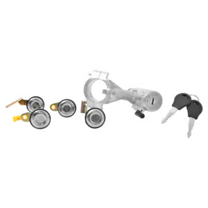 224-2321-03 SET DE CILINDROS NS TSURU 88-91 CROMO METAL BRAZO LARGO CON CANDADO CON LLAVE PARA PUERTA/ENCENDIDO/CAJUELA/GASOLINA