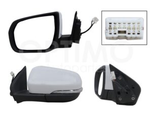 ESP5001 ESPEJO IZQ ELECT BLANCO P/PINTAR C/LUZ DIRECCIONAL C/DESEMPA?ANTE (6PINES) S-10 MAX 22-26