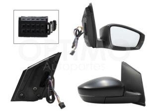ESP5016 ESPEJO DER ELECT NEGRO P/PINTAR C/LUZ DIRECCIONAL (6PINES) (VENTO 16-22) POLO 13-21
