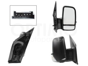 ESP5022 ESPEJO DER MANUAL NEGRO POROSO S/CONTROL C/LUZ DIRECCIONAL (2 LUNAS) (VW CRAFTER 08-18) SPRINTER 08-19