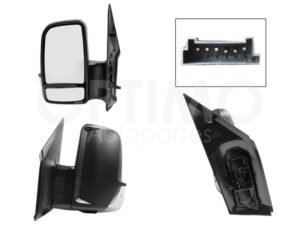 ESP5021 ESPEJO IZQ MANUAL NEGRO POROSO S/CONTROL C/LUZ DIRECCIONAL (2 LUNAS) (VW CRAFTER 08-18) SPRINTER 08-19