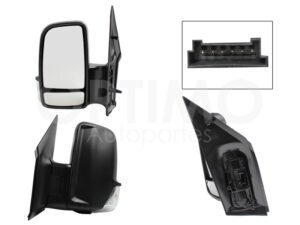 ESP5023 ESPEJO IZQ ELECT NEGRO POROSO C/LUZ DIRECCIONAL (2 LUNAS) (6PINES) (VW CRAFTER 08-18) SPRINTER 08-19