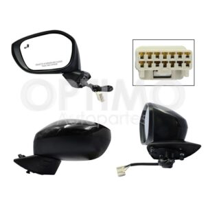 ESP5209 ESPEJO IZQ ELECT NEGRO P/PINTAR C/DETECTOR PUNTO CIEGO (7PINES) 4PTAS CIVIC SEDAN 22-24