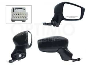 ESP5326 ESPEJO DER ELECT NEGRO P/PINTAR C/LUZ DIRECCIONAL (6PINES) VERSA 20-25