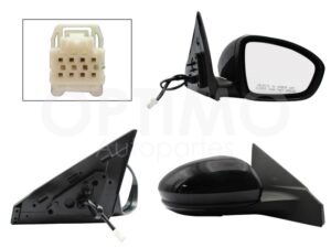 ESP5344 ESPEJO DER ELECT NEGRO P/PINTAR C/LUZ DIRECCIONAL C/DESEMPA?ANTE (7PINES) SENTRA B-18 21-22