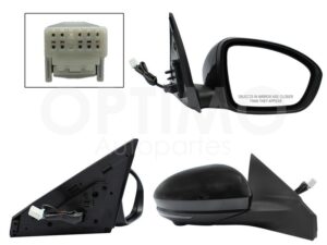 ESP5348 ESPEJO DER ELECT NEGRO P/PINTAR C/LUZ DIRECCIONAL C/CAMARA C/DESEMPA?ANTE (10PINES) SENTRA B-18 21-25
