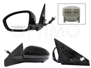 ESP5347 ESPEJO IZQ ELECT NEGRO P/PINTAR C/LUZ DIRECCIONAL C/CAMARA C/DESEMPA?ANTE (10PINES) SENTRA B-18 21-25
