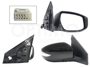 ESP5354 ESPEJO DER ELECT NEGRO P/PINTAR C/LUZ DIRECCIONAL C/DESEMPA?ANTE (7PINES) SENTRA B-17 13-20