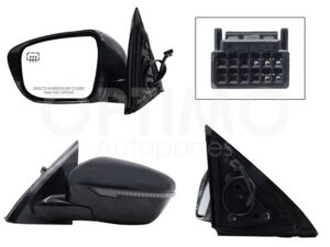 ESP5367 ESPEJO IZQ ELECT NEGRO P/PINTAR C/LUZ DIRECCIONAL C/DESEMPA?ANTE (6PINES) PATHFINDER 17-19