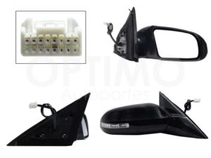 ESP5372 ESPEJO DER ELECT NEGRO P/PINTAR C/LUZ DIRECCIONAL C/DESEMPA?ANTE (7PINES) MAXIMA 19-15