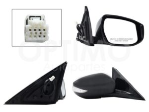 ESP5374 ESPEJO DER ELECT NEGRO P/PINTAR C/LUZ DIRECCIONAL C/DESEMPA?ANTE (6PINES) MAXIMA 16-20
