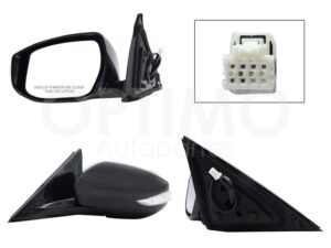 ESP5373 ESPEJO IZQ ELECT NEGRO P/PINTAR C/LUZ DIRECCIONAL C/DESEMPA?ANTE (6PINES) MAXIMA 16-20