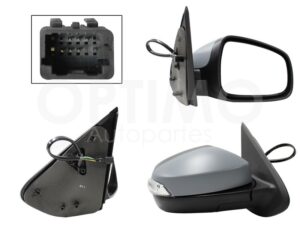 ESP5410 ESPEJO DER ELECT GRIS P/PINTAR C/LUZ DIRECCIONAL C/DESEMPA?ANTE (7PINES) (SANDERO-STEPWAY 16-20) LOGAN 15-19