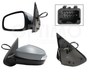 AERR0804 ESPEJO IZQ ELECT GRIS P/PINTAR C/LUZ DIRECCIONAL C/DESEMPA?ANTE (7PINES) (SANDERO-STEPWAY 16-20) LOGAN 15-19