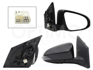 ESP5434 ESPEJO DER ELECT NEGRO P/PINTAR C/LUZ DIRECCIONAL C/DESEMPA?ANTE (7PINES) COROLLA 14-19