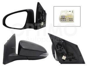ESP5433 ESPEJO IZQ ELECT NEGRO P/PINTAR C/LUZ DIRECCIONAL C/DESEMPA?ANTE (7PINES) COROLLA 14-19