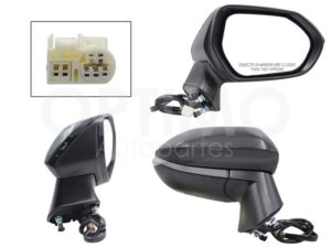 ESP5438 ESPEJO DER ELECT NEGRO P/PINTAR C/LUZ DIRECCIONAL C/DESEMPA?ANTE (6PINES) COROLLA 20-25