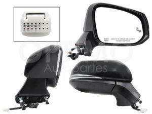 ESP5442 ESPEJO DER ELECT NEGRO P/PINTAR C/LUZ DIRECCIONAL C/DESEMPA?ANTE C/DETECTOR PUNTO CIEGO (8PINES) COROLLA CROSS 22-25