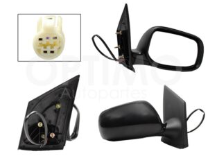ESP5446 ESPEJO DER ELECT NEGRO P/PINTAR (3PINES) 4PTAS YARIS SEDAN 06-15