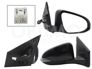 ESP5452 ESPEJO DER ELECT NEGRO P/PINTAR C/LUZ DIRECCIONAL (5PINES) (SEDAN/H-BACK) YARIS 16-22