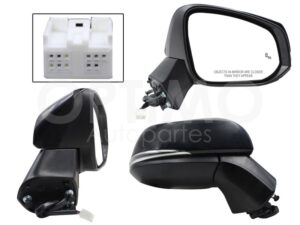 ESP5460 ESPEJO DER ELECT NEGRO P/PINTAR C/LUZ DIRECCIONAL C/DESEMPA?ANTE C/DETECTOR PUNTO CIEGO (8PINES) RAV-4 19-25