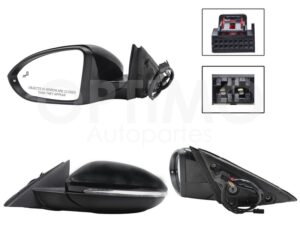 ESP5491 ESPEJO IZQ ELECT NEGRO P/PINTAR C/LUZ DIRECC C/DESEMP C/MEMORIA C/DETECTOR PUNTO CIEGO (10+2PINES) JETTA A7 19-26