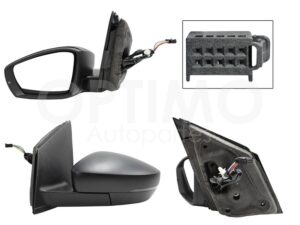 ESP5527 ESPEJO IZQ ELECT NEGRO POROSO C/LUZ DIRECCIONAL C/DESEMPA?ANTE (6PINES) (POLO 13-22) VENTO 16-22