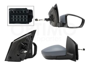 ESP5538 ESPEJO DER MANUAL GRIS P/PINTAR C/CONTROL C/LUZ DIRECCIONAL (2PINES) POLO 13-14
