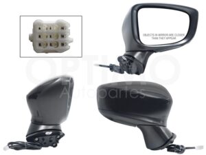 ESP5558 ESPEJO DER ELECT NEGRO P/PINTAR (3PINES) (SEDAN/H-BACK) MAZDA 3 14-18