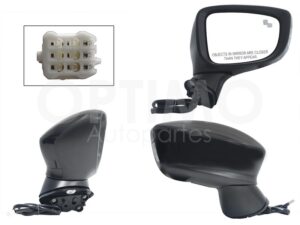 ESP5562 ESPEJO DER ELECT NEGRO P/PINTAR C/LUZ DIRECCIONAL C/DESEMPA?ANTE C/DETECTOR PUNTO CIEGO (7PINES) MAZDA 3 14-18