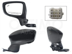 AERZ0116 ESPEJO IZQ ELECT NEGRO P/PINTAR C/LUZ DIRECCIONAL C/DESEMPA?ANTE C/DETECTOR PUNTO CIEGO (7PINES) MAZDA 3 14-18
