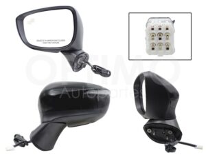ESP5568 ESPEJO IZQ ELECT NEGRO P/PINTAR C/LUZ DIRECCIONAL C/DESEMPA?ANTE C/DETECTOR PUNTO CIEGO (6PINES) CX-5 15-17