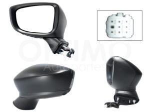 ESP5575 ESPEJO IZQ ELECT NEGRO P/PINTAR C/DESEMPA?ANTE (6PINES) (TY YARIS R 16-20) MAZDA 2 16-25