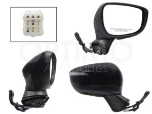 ESP5578 ESPEJO DER ELECT NEGRO P/PINTAR C/LUZ DIRECCIONAL (5PINES) CX-3 16-25